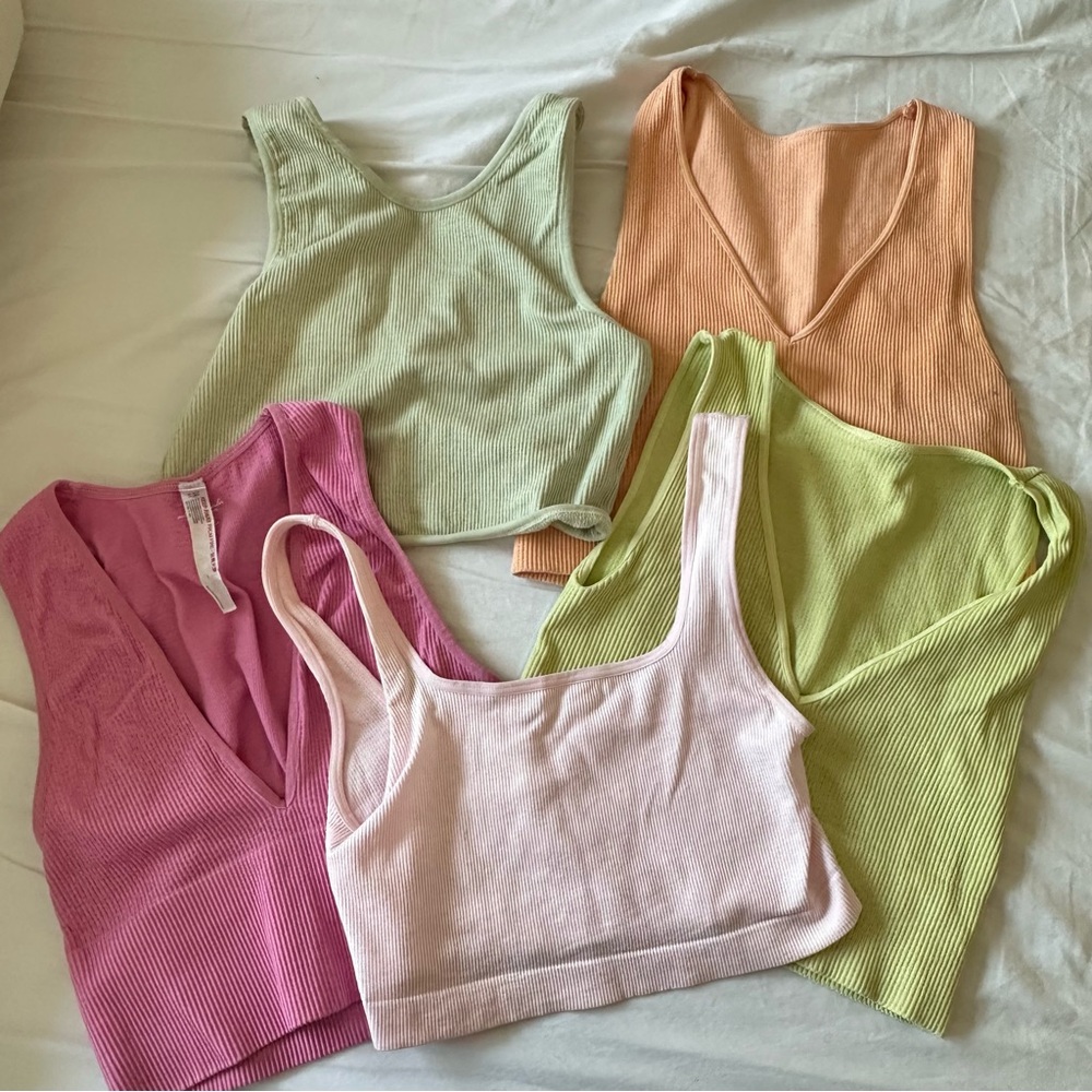 Medium- Assorted Cropped Brami Set of 5- Brightly Colored Bralette/Sports Bras